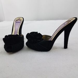 Hale Bob Size 6.5 Suede Heel‎ Shoes Womens Black Fl